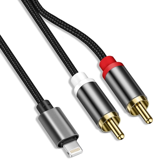 Lightning to 2-Male RCA cable, RCA to IOS Adapter Audio Stereo Cord Compatible with iPhone 12 11 X XR XS MAX 8 7 S Plus Pad Pro Mini Air Pod Touch for Home Car Speakers Amplifier (1M\/3.3ft)