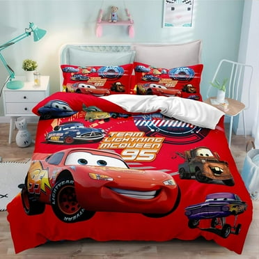 Lightning 3 Piece Bedding Set McQueen Printed Duvet Cover Set Printed Bed Comforter Cover Quilt Covers with Pillowcases for Your Own Bedroom(Twin