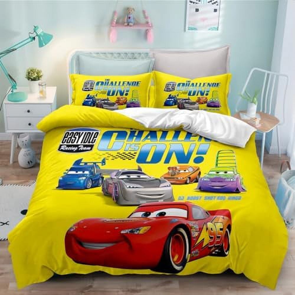 Lightning 3 Piece Bedding Set McQueen Printed Duvet Cover Set Printed Bed Comforter Cover Quilt Covers with Pillowcases for Your Own Bedroom Twin Walmart