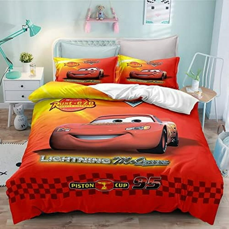 Lightning 3 Piece Bedding Set McQueen Printed Duvet Cover Set Printed Bed Comforter Cover Quilt Covers with Pillowcases for Your Own Bedroom Twin Walmart