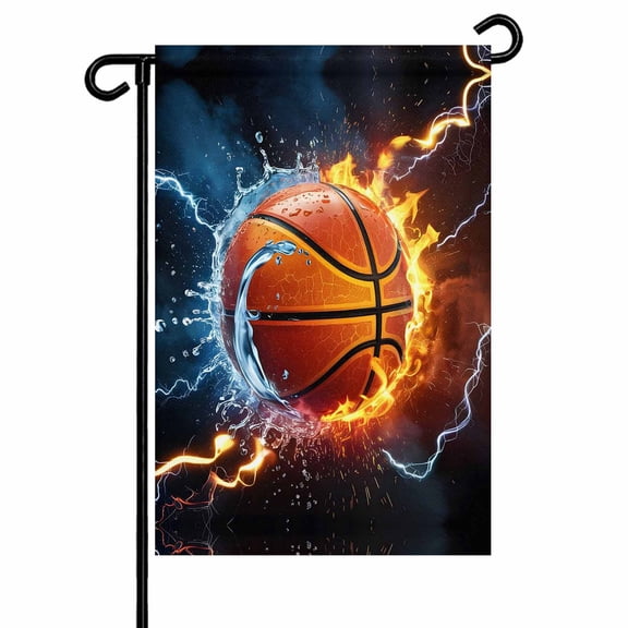 Lightning Basketball Garden Flags for Outside Water And Fire Double Sided Yard Flags Outdoor House Decoration, Small 12X18 Inch,
