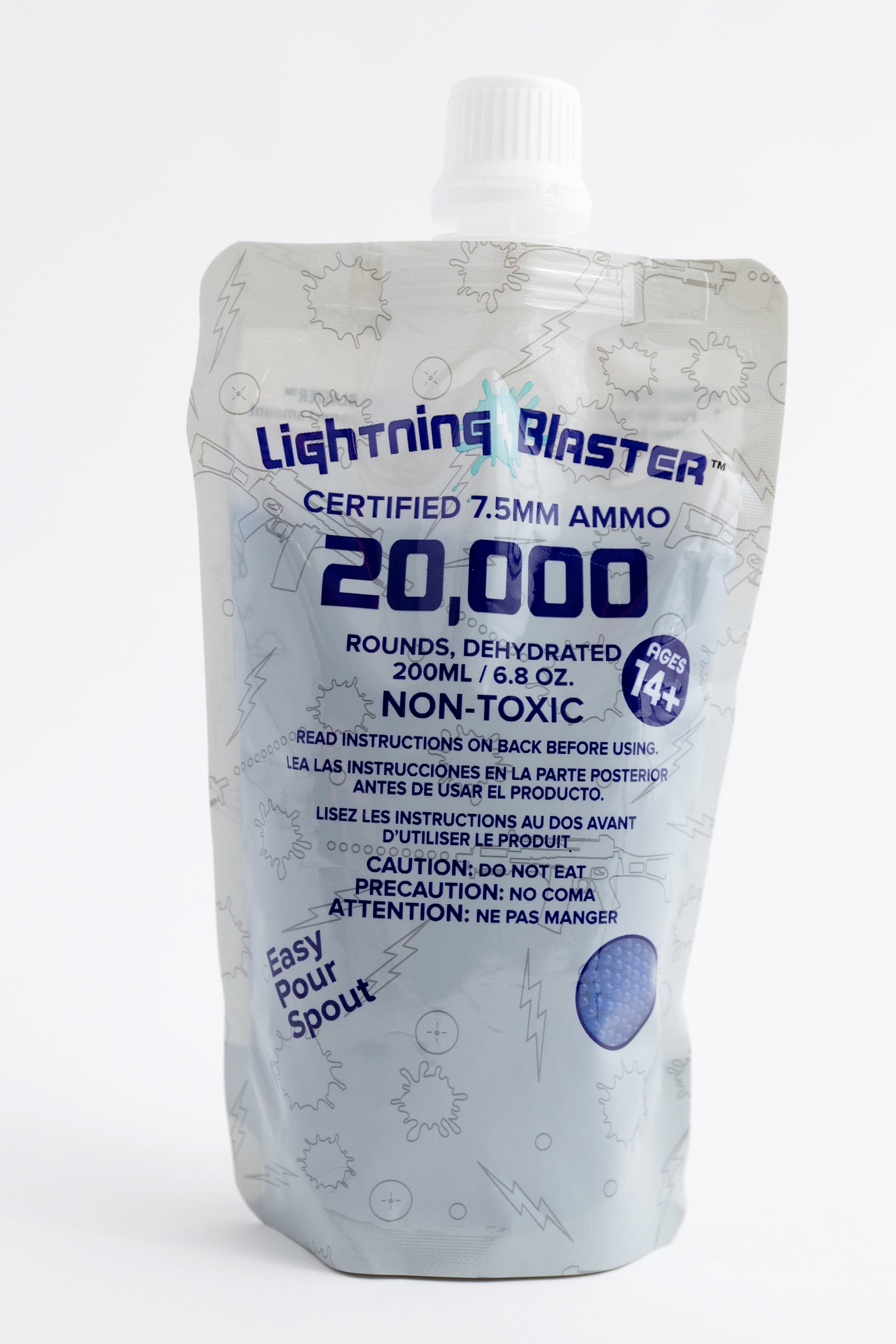 Lightning Blaster Blue Water Bead Ammo 20K Refill 7.5mm in Pour Nozzle