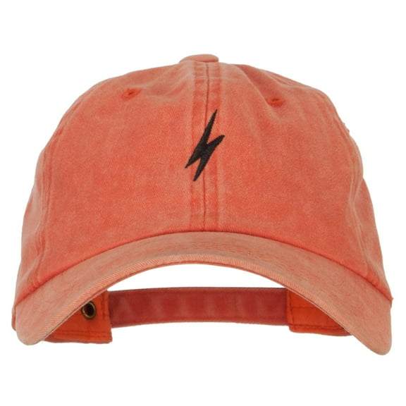 Lightning Bolt Embroidered Unstructured Cotton Cap - Orange OSFM