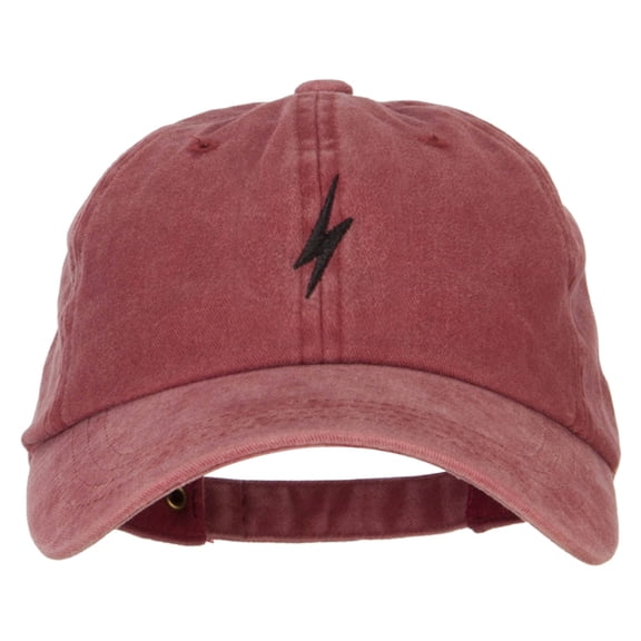 Lightning Bolt Embroidered Unstructured Cotton Cap - Wine OSFM