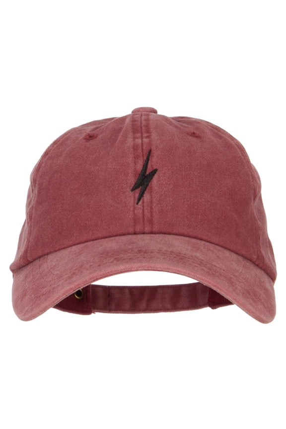 Lightning Bolt Embroidered Unstructured Cotton Cap - Wine OSFM