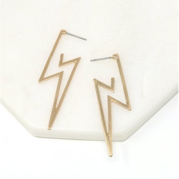 Lightning Bolt Gold Metal Hoop Earring