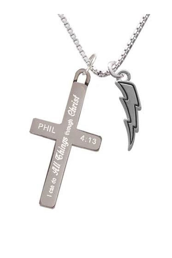 Lightning Bolt - I Can Do All Things - Cross Necklace