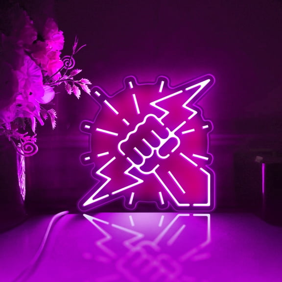 Lightning Bolt Led Light Box, Dimmable Neon-Like Light Signs USB Power for Wall Decor Bedroom Decoration, RGB Light (WxH) 16"x16"