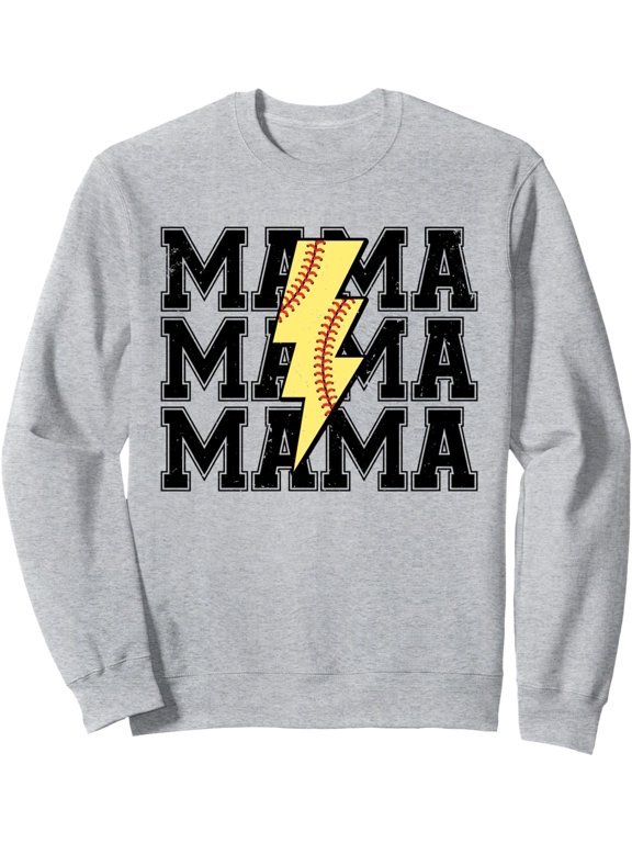 Lightning Bolt Mama Softball Baseball Sport Mom Mother's Day Sweatshirt