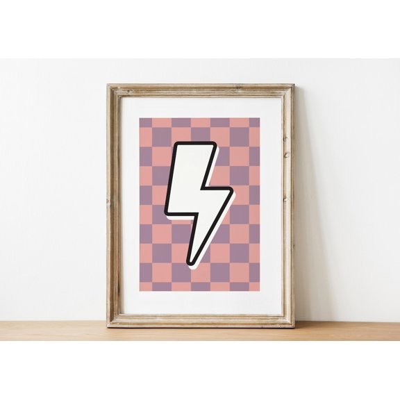 Lightning Bolt Nursery Boho Play Checkered Skateboard Beach Teen Girl Portrait Decor