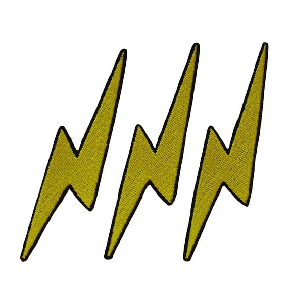 Lightning Bolt Sew/Iron On Patch 3PK