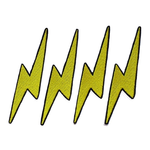 Lightning Bolt Sew/Iron On Patch 4PK