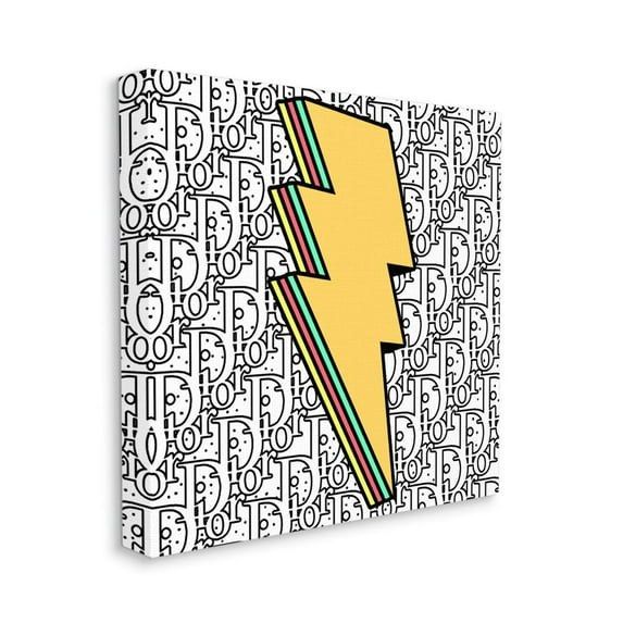 Lightning Bolt Shape Pop Art over High Fashion Pattern Beauty & Fashion Gallery-Wrapped Canvas Print Wall Art, 17x17