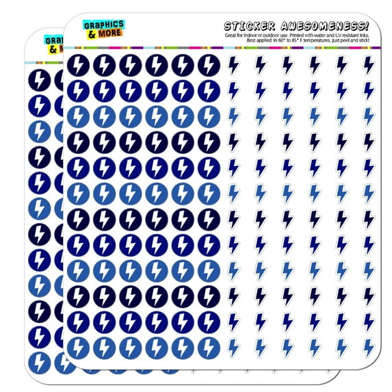 Lightning Bolt Storm Weather Dots Planner Scrapbooking Crafting Stickers - Blue - Opaque