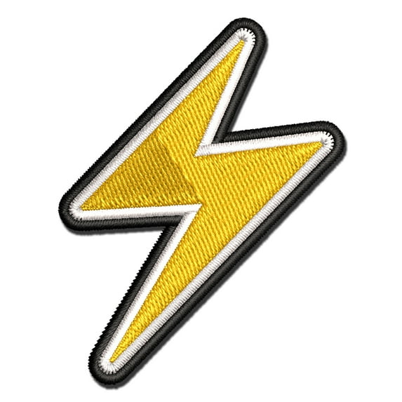 Lightning Bolt Thunderbolt Applique Multi-Color Embroidered Hook & Loop Patch - 2.0 Inch Mini