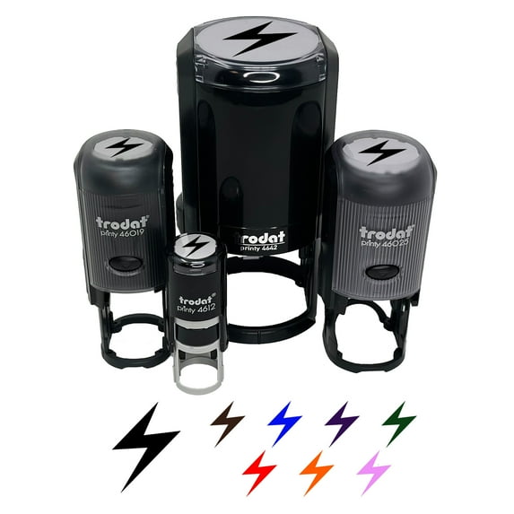 Lightning Bolt Thunderbolt Self-Inking Rubber Stamp Ink Stamper - Yellow Ink - Medium 1 Inch