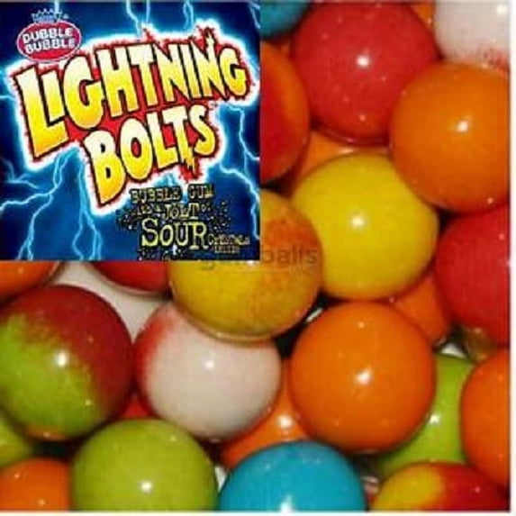 Dubble Bubble Lightning Bolts 5 lbs gumballs, classic chewing gum with bold colors and fruit flavors