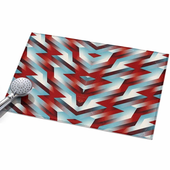 Lightning Bolts Area Rug, Abstract Red White Teal Dynamic Shards Modern Sporty Non-Slip Felt Rubber Backing Rectangle Indoor Carpet Washable Rugs for Living Room Bedroom 2x3ft