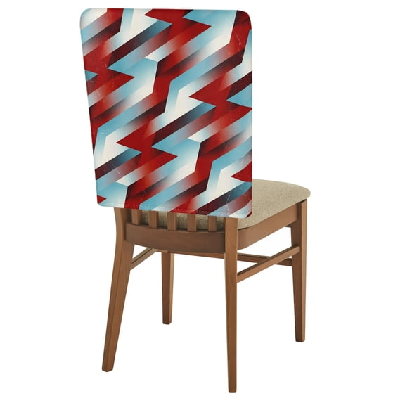 Lightning Bolts Chair Back Covers Set of 8 Abstract Red White Teal Dynamic Shards Modern Sporty Removable Dining Chair Slipcovers Washable Seat Protector for Restaurant Party Banquet Kichen Decor