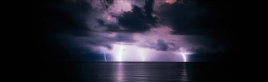 Lightning Bolts Over Gulf Coast Florida USA Canvas Art - Panoramic Images (38 x 12)