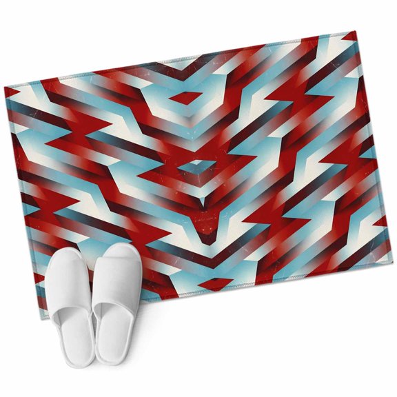 Lightning Bolts Washable Small Entryway Area Rugs 2'x3', Abstract Red White Teal Dynamic Shards Modern Sporty Low Pile Throw Rug Non-Slip Sturdy Edge Binding Carpet for Front Door Floor Room Entry
