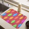 Colorful Kitchen Sink Rug Lightning Bolts in Neon Color Diatomite Dish Drying Mat Drain Pad for ...