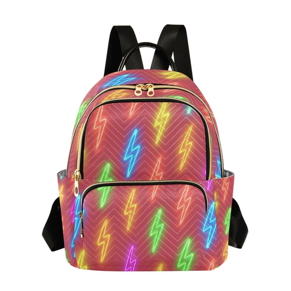 Lightning Bolts in Neon Color Quilted Backpack Fashion Daypack Commuter Bag for Women 8.5 L