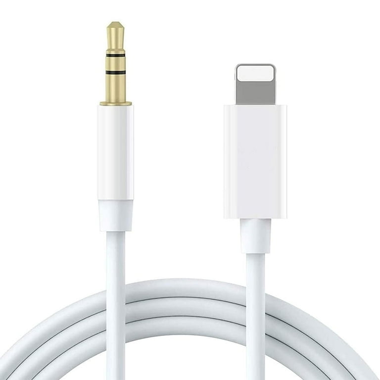 Lightning Cable to 3.5 mm Aux Cord for Car Lightning Cable to 3.5 mm Headphone Jack Adapter Male Aux Stereo Audio Cable Compatible with iPhone SE 11 11 Pro XS XR X 8 7 iPad iPod 3.3FT White