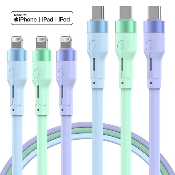 Cshidworld Lightning Cable Charger [Apple Mfi Certified], 3 Pack 6ft Type c to Lightning Fast Charger Cable, Silicon Charge Cord Compatible with iPhone 14/13/12/11 Pro Max Xr Xs 8 iPad and More