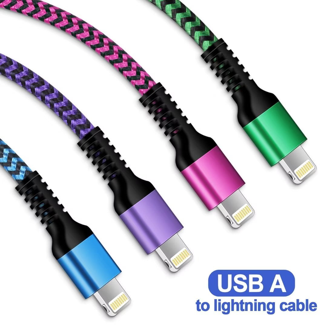AILKIN 4PACK 6ft USB A to Lightning Cables, Multicolored Phone Charger