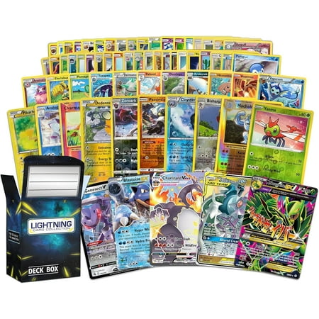 Lightning Card Collection foil Bundle | 50 Cards That Include foil Cards | Free LCC Deck Box compatible with Pokemon Cards
