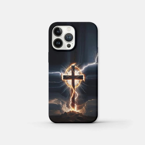 Lightning Cross Phone Case with Powerful Radiant Symbol Art 17 to 11 Pro Max
