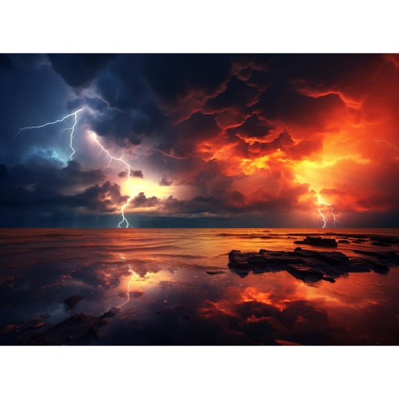 Lightning Dark Cloud Scene DIY 5D Diamond Art Painting by Number Kits for Adults Paint with Round Full Drill Diamond Gems Painting Art Craft for Home Wall Decor 11.8x15.8in(2)