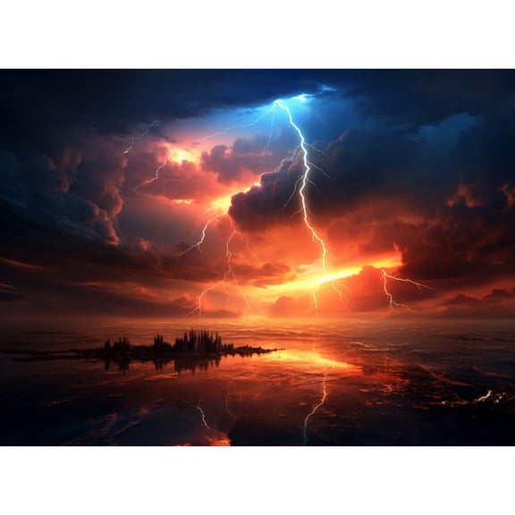 Lightning Dark Cloud Scene DIY 5D Diamond Art Painting by Number Kits for Adults Paint with Round Full Drill Diamond Gems Painting Art Craft for Home Wall Decor 15.8x19.8in(1)