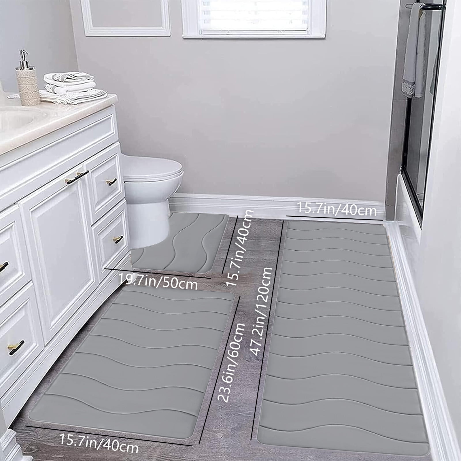 Lightning Deals!CSEONE Shower Organizer,Large Memory Foam Bath Mat Set ...
