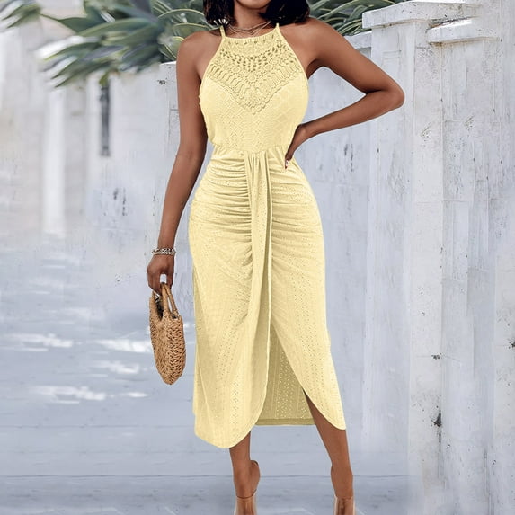 Lightning ,Plus Size Summer Dresses for Curvy Women Dressy,Cadancy Round Neck Tunic Sundress Cotton,Vacation Clothes 2025 Flowy Swing Dresses Casual,4Th of July Gifts Funny Yellow 2X