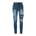 thumbnail image 1 of Lightning Deals Today JSGEK Men's Cargo Sweatpants Jeans with Hole Trendy Ripped Jeans for Men Distressed Destroyed Pants Fashion Male Tapered Leg Slim Denim Regular Fit Comfort Trousers Blue M, 1 of 9