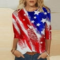 thumbnail image 1 of Lightning Deals of Today Womens 3/4 Length Sleeve Tops 2024 4th of July American Flag T Shirt Patriotic Pullover Blouse Casual Crewneck Tees, 1 of 4