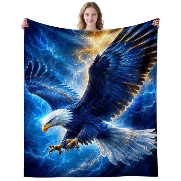 Lightning Eagle Blanket Gifts for Women Men Adults Eagle Lovers Cozy Plush Cool Eagles Throw Blankets for Bedding Travel Decor Birthday Gifts 50×40 Inch
