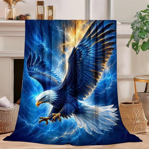 Lightning Eagle Flannel Blanket for Bed Sofa