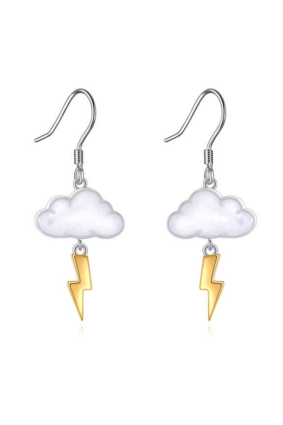 Lightning Earrings 925 Sterling Silver Cloud Earrings Thunderstorm Weather Jewelry Gift for Women
