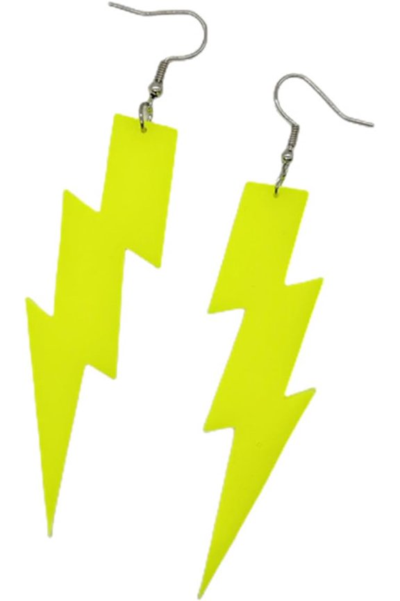 Lightning Earrings Punk Vintage Multicolor Acrylic Club Drop 80s Party Jewelry