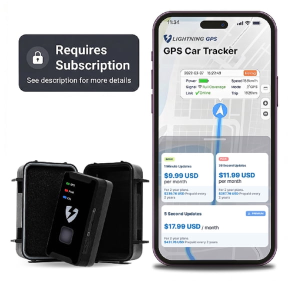 Lightning GPS GL300 Car Tracker Device for Vehicles w/Magnetic Case – Hidden GPS Tracker for Fleet Security, Long Range Vehicle Tracking, Discreet, Ideal for Cars and Trailers, Subscription Required