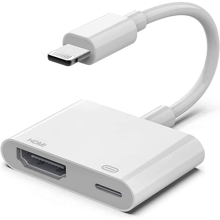 Apple Lightning Digital AV Adapter, 1080P HDMI Sync Screen Digital Audio AV  Converter with Charging Port for iPhone, iPad, iPod on  HDTV/Projector/Monitor, Support All iOS (Power Supply Needed)-White 