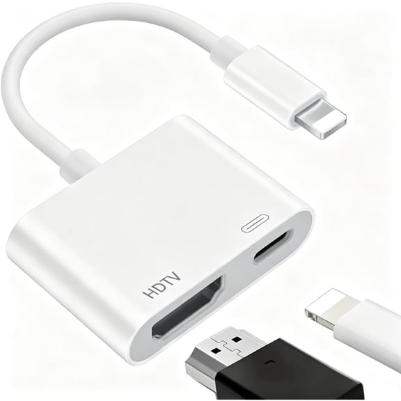 Lightning to HDMI Adapter  HDMI Adapter for iPhone/iPod, 1080P HD Digital Video& Audio Sync Screen Converter for iPhone, Pod, HDTV/Projector/Monitor Support All iOS