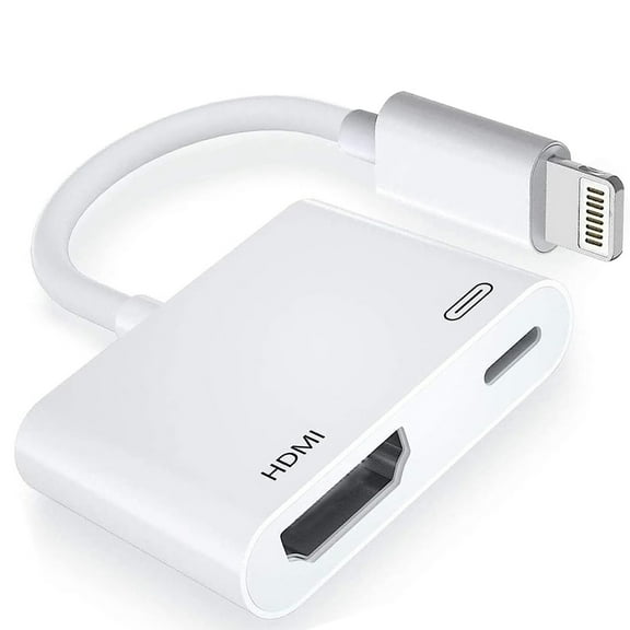 Lightning to HDMI Adapter,No Power Needed 1080P Video & Audio Sync Screen Converter with Lightning Charging Port,iPhone to HDMI Adapter Compatible with iOS