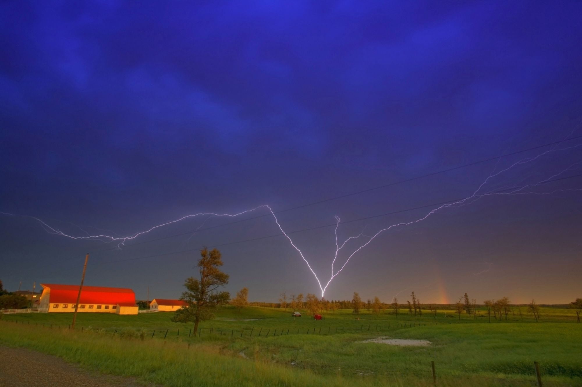 Lightning In Sky Saskatchewan Canada Canvas Art - Carson Ganci Design Pics (17 x 11)