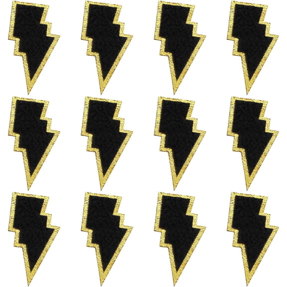 Lightning Iron On Patch Bolt Patch Golden Edges Sew On Embroidery Patch Clothes
