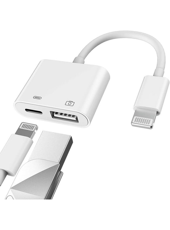 Lightning Male to USB Female Adapter ( Apple MFI Certified)OTG and Charger Cable for iPhone 14/13/ 12/11 Mini max pro xs xr x Ipad air Camera Memory Stick Flash Drive Cord Converter Charging Splitter