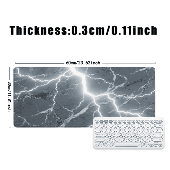 Lightning Marble Pattern Mouse Pad 31.5 x 11.82 Inches Rubber Desk Mat for Office and Gaming